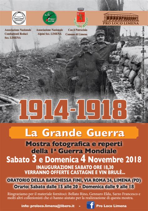 1914 1918 La Grande Guerra In Mostra A Limena PD 3 4 Novembre 18