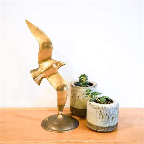 Vintage Mid Century Solid Brass Bird In Flight Etsy Cool Desk