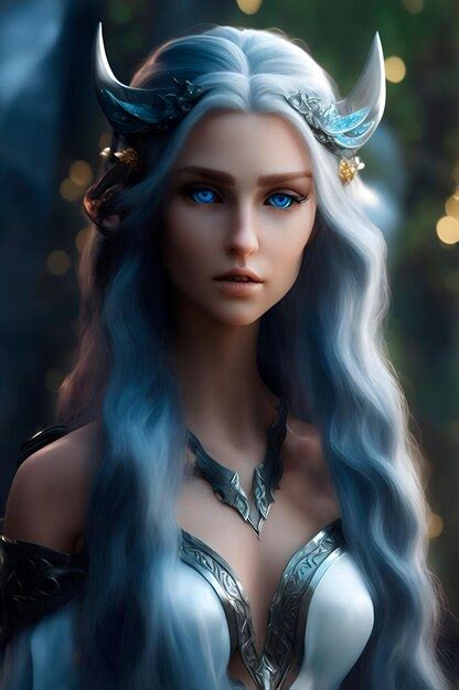 Premium Ai Image Elf Queen With Pointy Ears Blue Eyes Beautiful Long