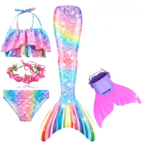 Pequena Sereia Caudas Para Traje De Natação Cauda Cosplay Bikini Set