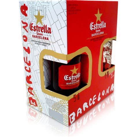 Kit Cerveja Espanhola Estrella Barcelona Ml Garrafas Copo