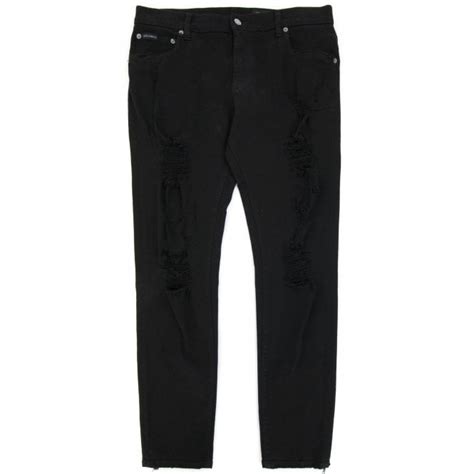 Dolce And Gabbana Black Slim Fit Stretch Jeans With Rips Black Men From