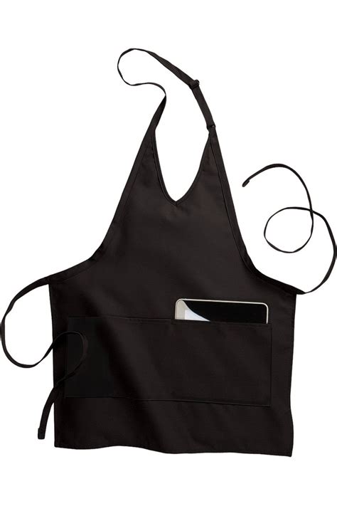 Black V Neck Bib Adjustable Apron 2 Pockets Apronwarehouse