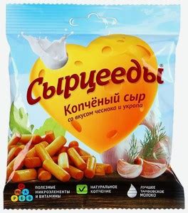Сыр копченый Сырцееды со вкусом чеснока и укропа 30%, 23 г, палочки в ...