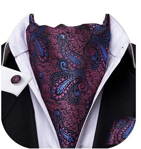 Dubulle Mens Ascot Tie Set Silk Dots Paisley Cravat Necktie And