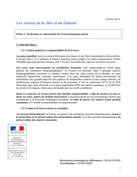 Protection Et Valorisation De L Environnement Marin