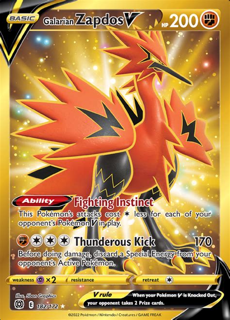 Galarian Zapdos V Brilliant Stars Secret Rare Holo Pokemon Tcg