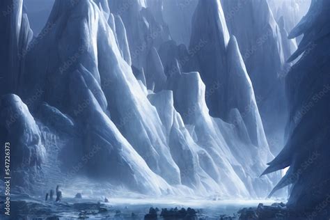 fantasy ice mountain in Norse Mythology, darkness Stock Illustration ...