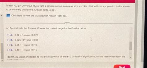 Solved To Test H Versus H