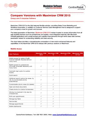 Fillable Online Centrepointsoftware Co Compare Versions With Maximizer