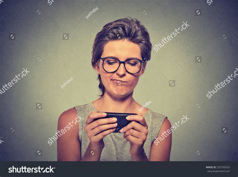 Portrait Young Angry Woman With Glasses Unhappy Annoyed By Something