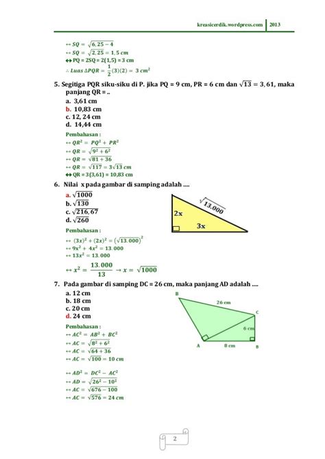 Soal Dan Pembahasan Teorema Pythagoras Kelas 8 Homecare24
