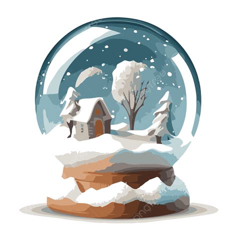 Empty Snow Globe Vector Sticker Clipart Snow Globe Illustration With A