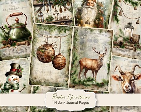 Rustic Christmas Junk Journal Kit Merry Christmas Junk Journal Pages