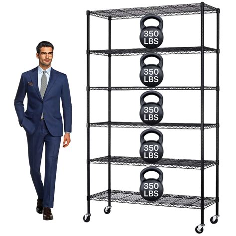 Buy Storage Shelves Metal Shelf Wire Shelving Unit with Wheels 6 Tier