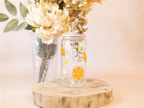 Orange Slices 16 Oz Glass Can Cut File Libbey Glass Wrap Seamless SVG