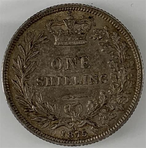 1875 Queen Victoria Silver Shilling M J Hughes Coins