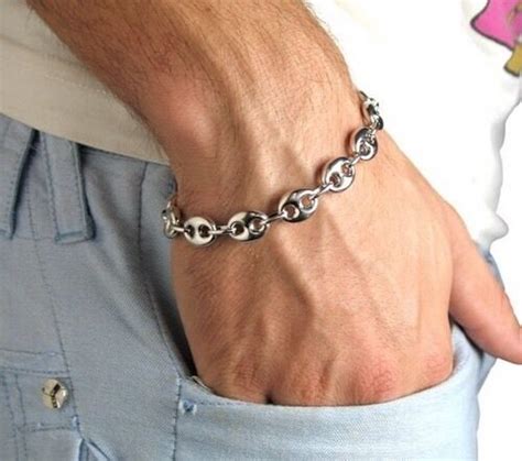 Bracelet Grain De Caf Argent Massif Bijoux Homme Neuf Ebay