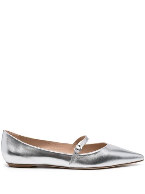 Stuart Weitzman Emilia Mary Jane Ballerina Flats In White Lyst