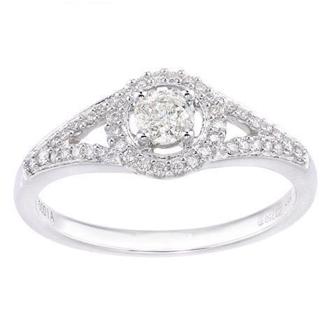 SPARKLD 18ct White Gold Round Halo 0 40ct Diamond Engagement Ring