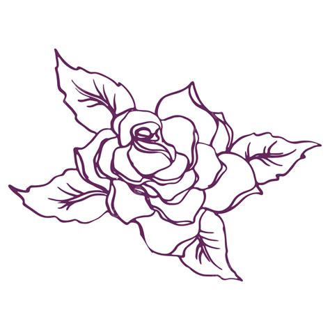 Arte De Linha De Flor Rosa Em Estilo Realista Png Linha Rede Esbo O