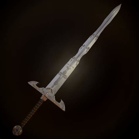 Artstation Templar Sword With Golden Ornaments