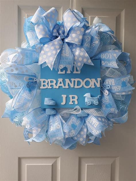 Welcome Beautiful Baby Boy Wreath Custom Order Wreath Only Etsy