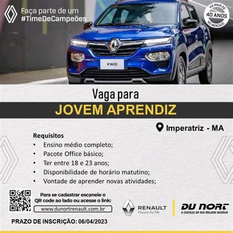 Vaga Para Auxiliar Administrativo Jovem Aprendiz Renault Du Nort