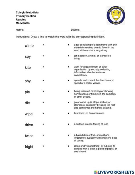 Spelling Words Long I Worksheet Live Worksheets