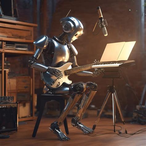 Premium Photo A Robot Musician Composing An Avantgarde Experimental Piece