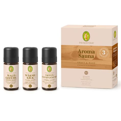 Geschenkset Kraft Ruhe Bio Aroma Sauna 3 X10 Ml Primavera