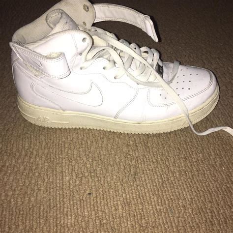 WHITE HIGH TOP AIR FORCE 1 a few creases worn a... - Depop