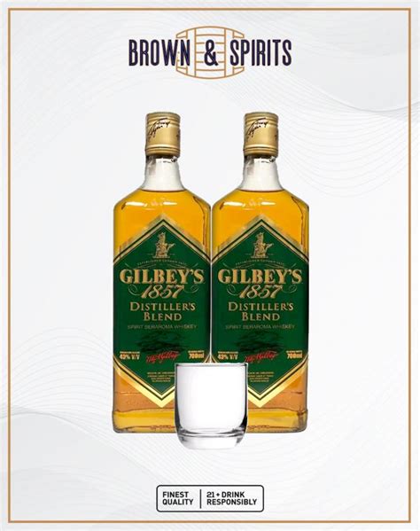 Gilbeys Whisky 1857 2 bottle + Bundling Old Fashioned Glass