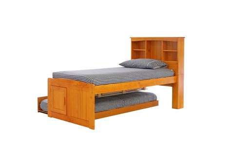 Twin Bookcase Captains Bed in Honey — Discovery World Furniture