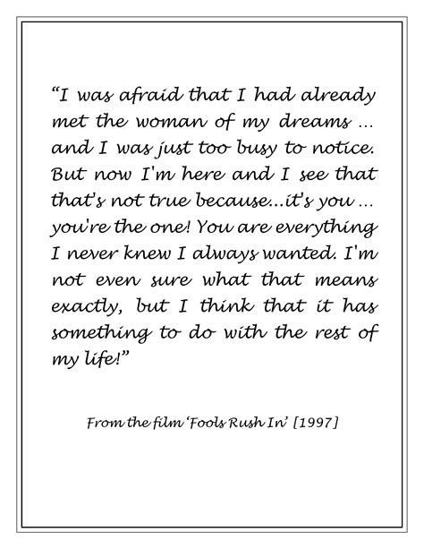 From 'Fools Rush In' (1997) | Meaningful quotes, Short quotes, Quotes