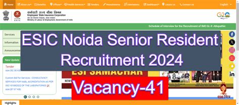 Esic Noida Senior Resident Recruitment Walk In Interview