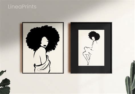 Set Of Two Minimalist Nude Drawing Printable Wall Art Black Etsy