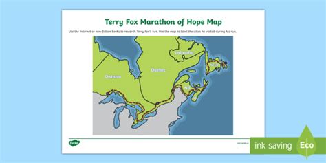 Terry Fox Marathon of Hope Map (teacher made)