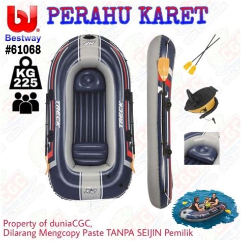 Jual Bestway 61068 Hydro Force Raft Treck X2 Set Perahu Karet 3 Orang