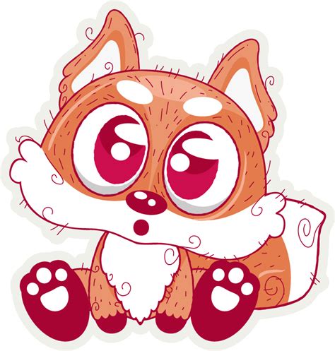 Cute anime fox wild animal sticker - TenStickers