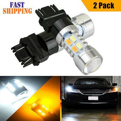 Pcs Switchback Led Bulb Dual Color White Amber Turn Signal Lamp