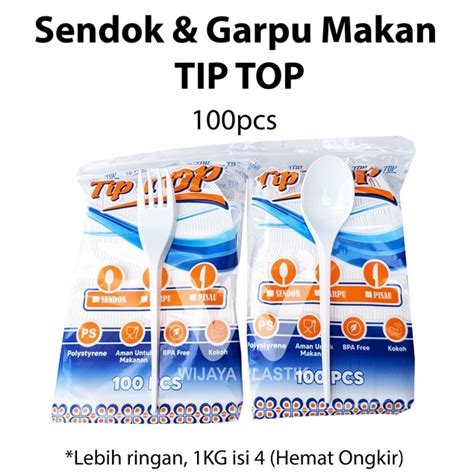 Jual Grosir Kg Sendok Garpu Makan Plastik Tip Top Putih Bening