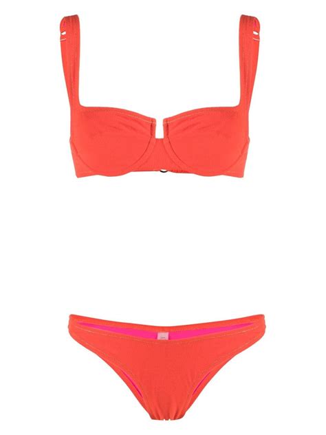 Reina Olga Brigitte Underwired Bikini Set In Orange Modesens