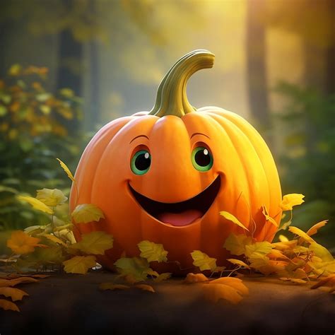 Premium AI Image | cute pumpkin for kids in the forest background