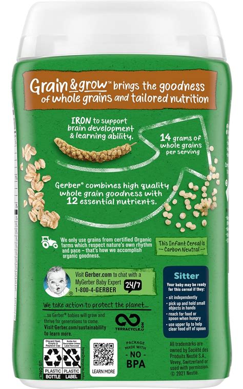 Gerber Organic For Baby Grain Grow Nd Foods Cereales Cereales De