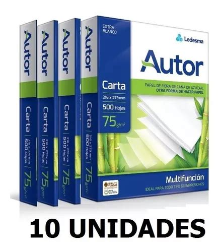 Resma Autor Ledesma Carta 75 Grs X 500 Caja X 10 Unidades Envío gratis