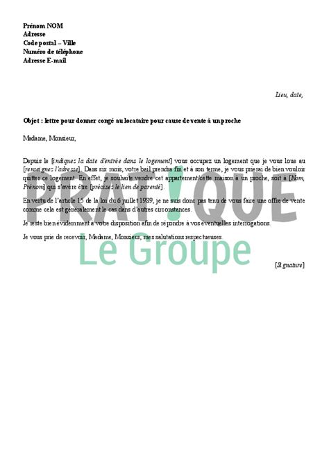 Lettre Pour Donner Cong Au Locataire La Fin De Son Bail Pratique Fr