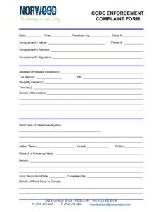 CODE COMPLAINT FORM Public Nuisance