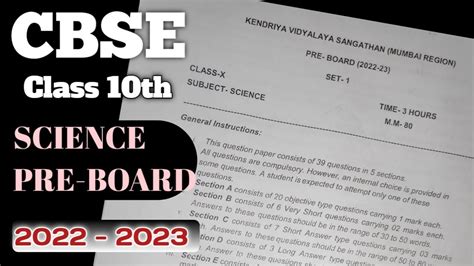 Class Th Kv Science Pre Board Question Paper Cbse Science