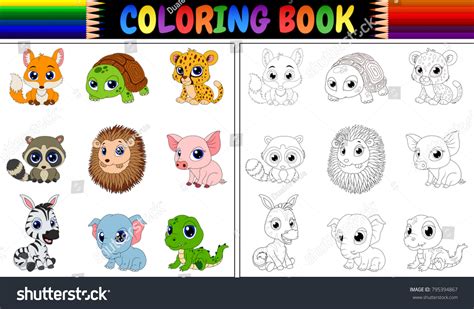 Coloring Book Wild Animals Collections Stock Vector (Royalty Free ...